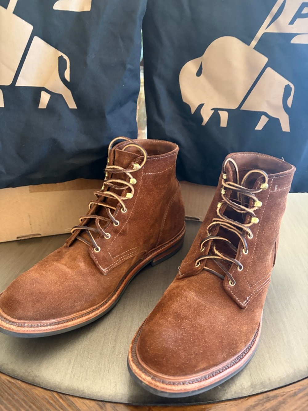 Parkhurst Leather Suede Boots The Allen 18 last, size 10 N Rare Sample EUC